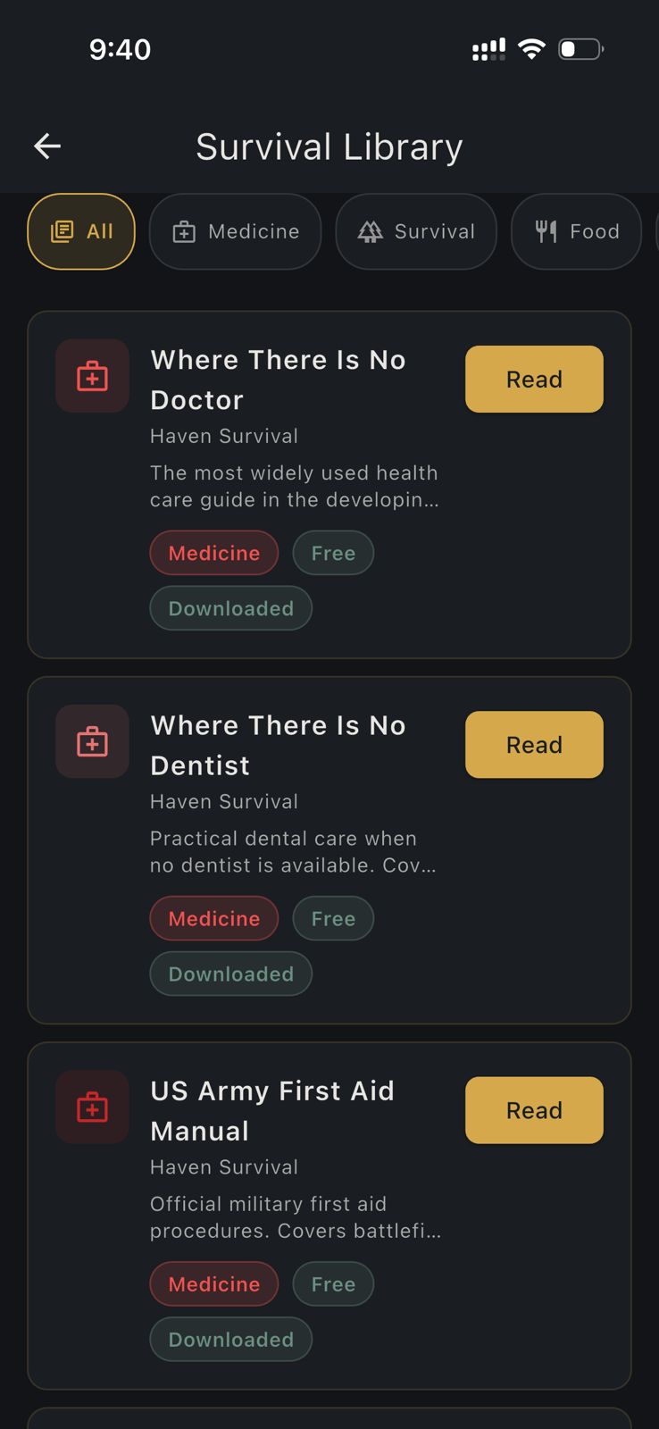 HAVEN Survival Library - free medical and survival books